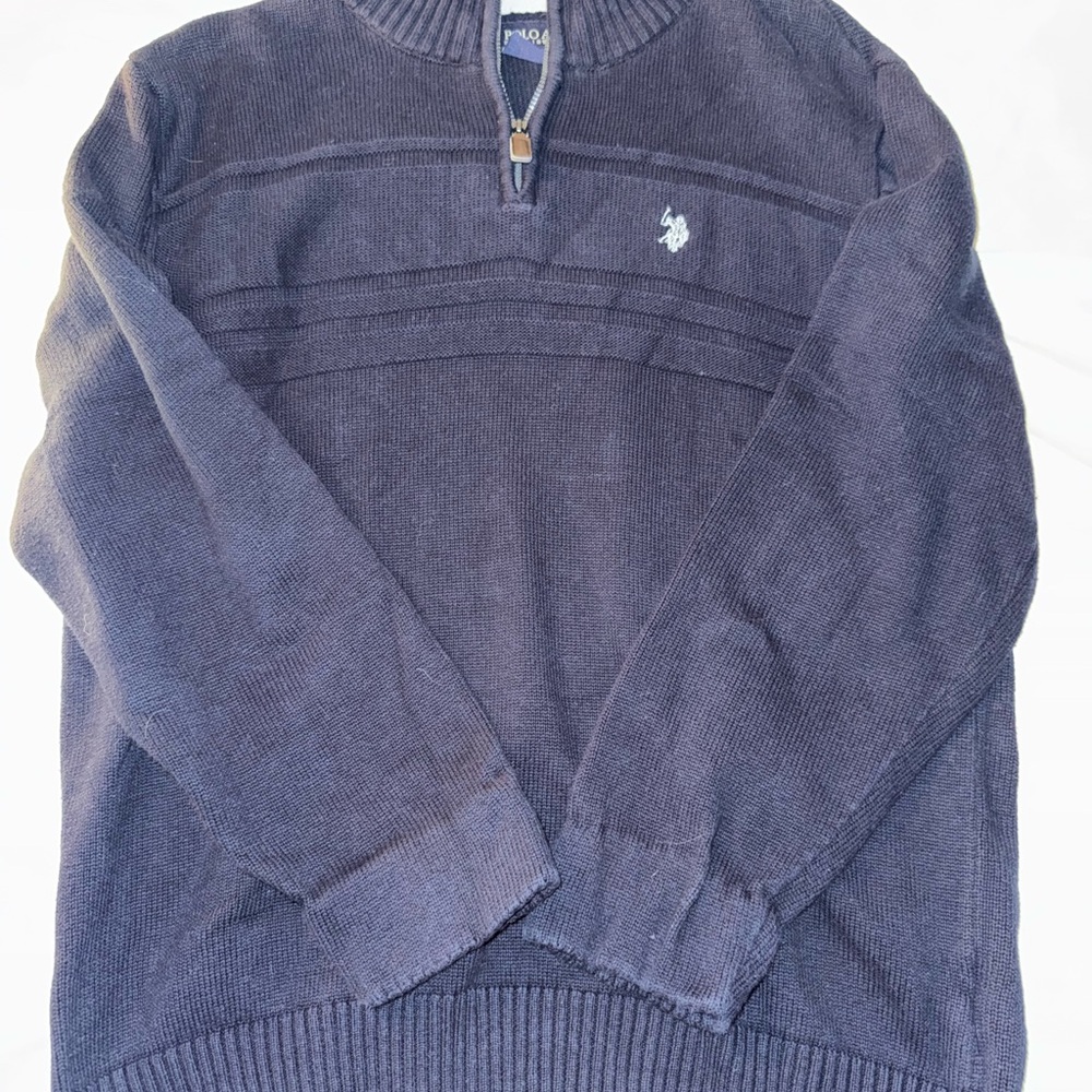 U.S. Polo Assn. Men's Dark Blue Zip Up Sweater, size Medium